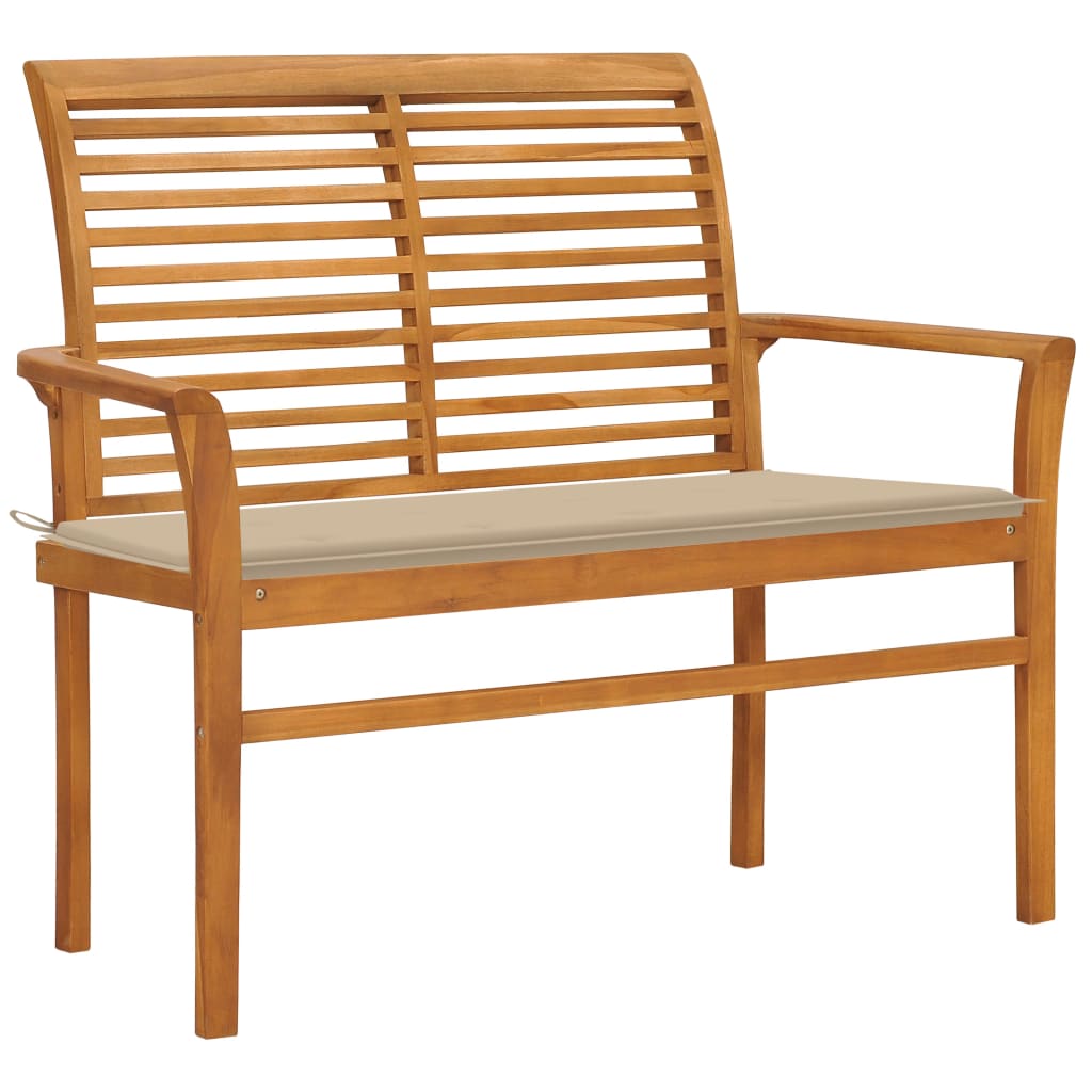 vidaXL Outdoor Patio Bench Garden Bench with Cushion for Porch Solid Wood Teak-1