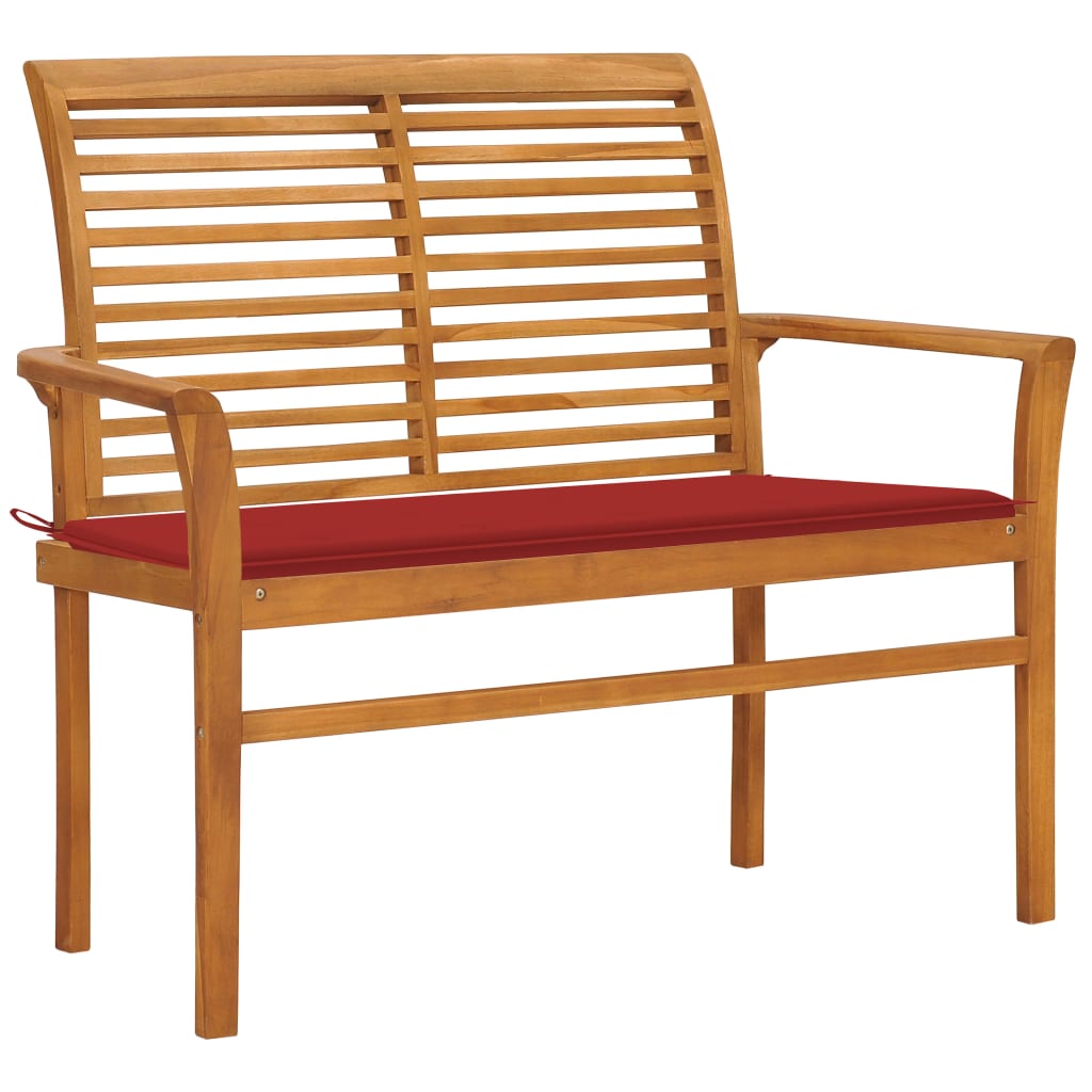 vidaXL Outdoor Patio Bench Garden Bench with Cushion for Porch Solid Wood Teak-0