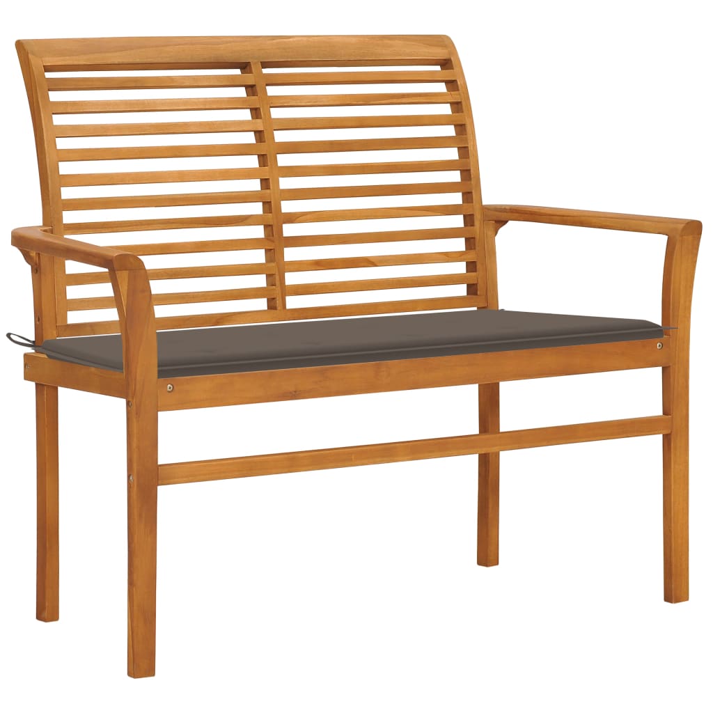vidaXL Outdoor Patio Bench Garden Bench with Cushion for Porch Solid Wood Teak-5
