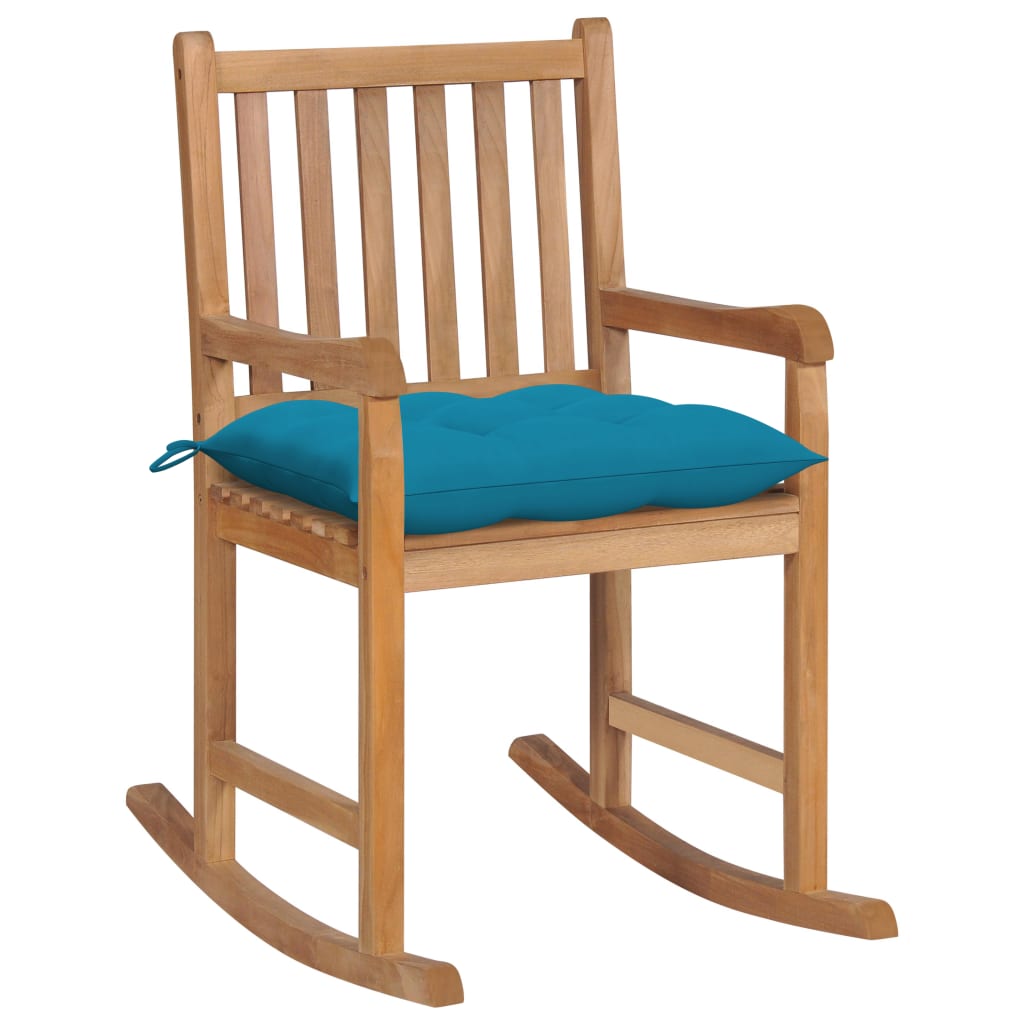 vidaXL Rocking Chair with Anthracite Cushion Solid Teak Wood-1