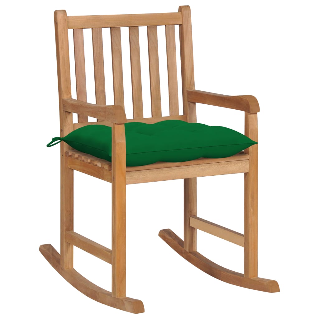 vidaXL Rocking Chair with Anthracite Cushion Solid Teak Wood-12