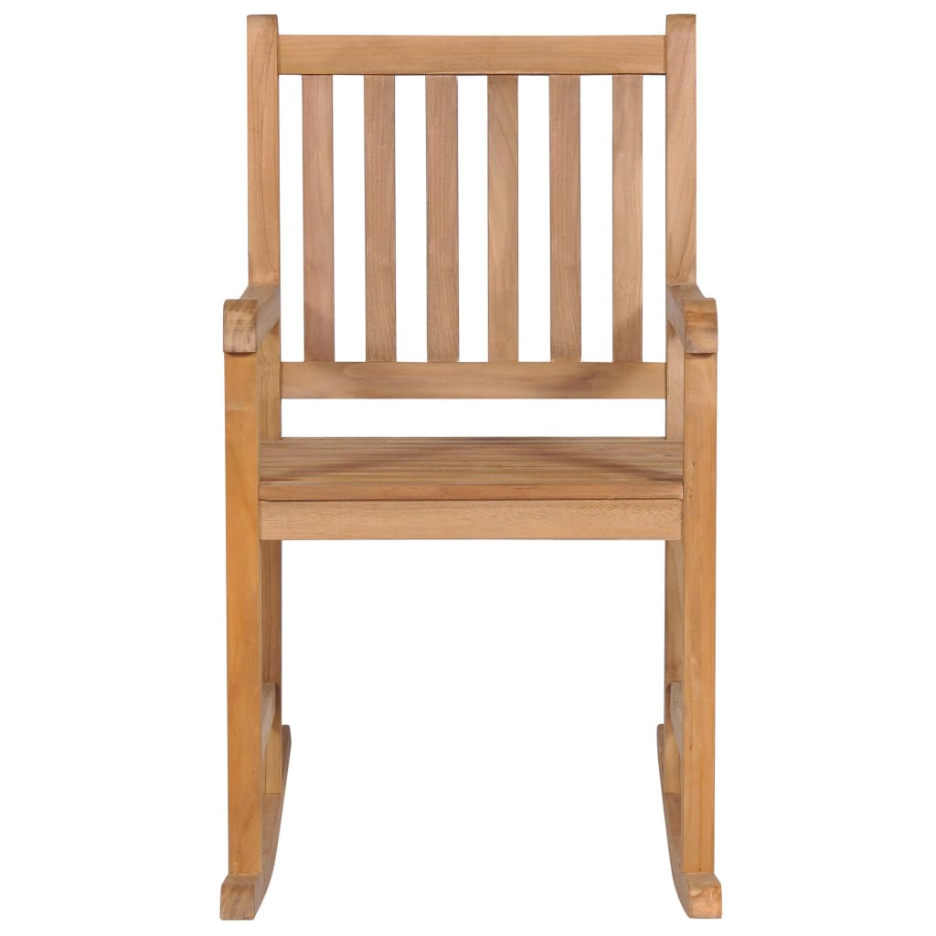 vidaXL Rocking Chair with Anthracite Cushion Solid Teak Wood-10