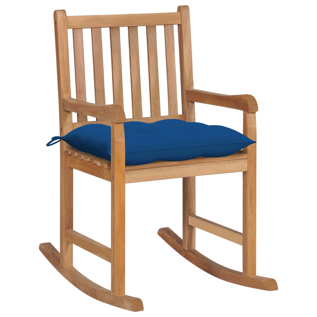 vidaXL Rocking Chair with Anthracite Cushion Solid Teak Wood-21