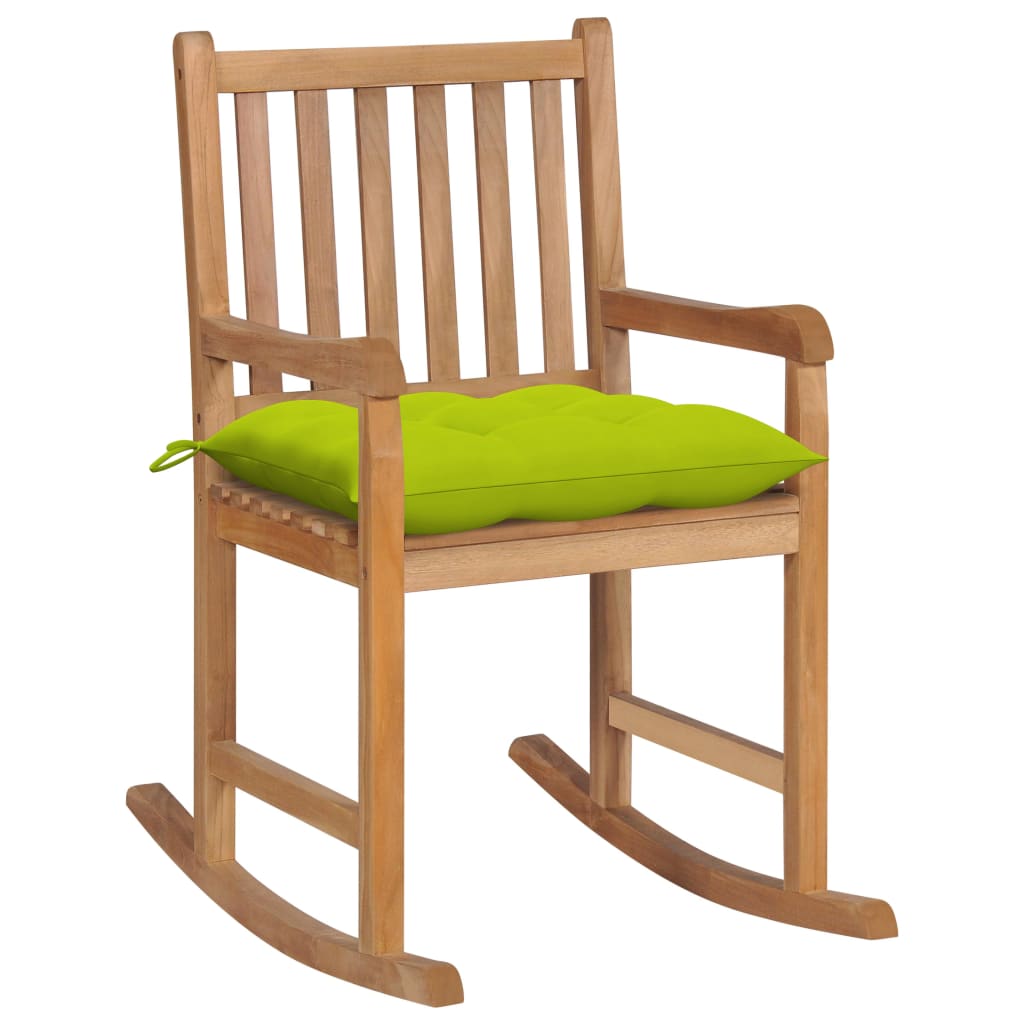 vidaXL Rocking Chair with Anthracite Cushion Solid Teak Wood-34