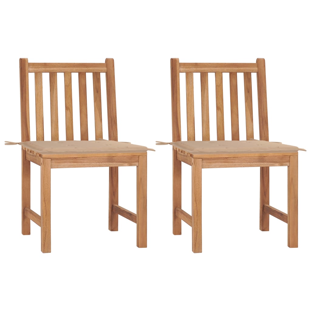 vidaXL 1/2/4/6/8x Solid Wood Teak Patio Chairs with Cushions Multi Colors-25