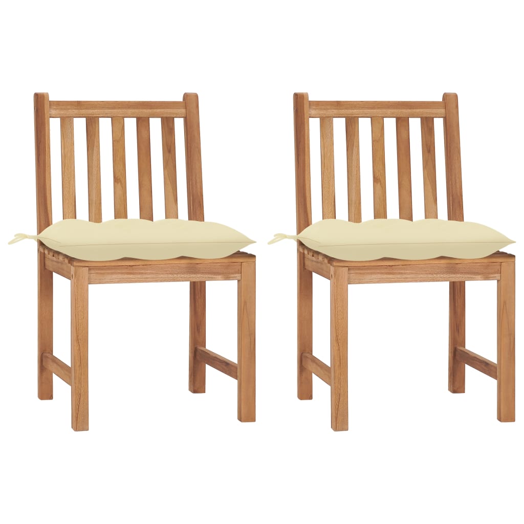 vidaXL 1/2/4/6/8x Solid Wood Teak Patio Chairs with Cushions Multi Colors-53