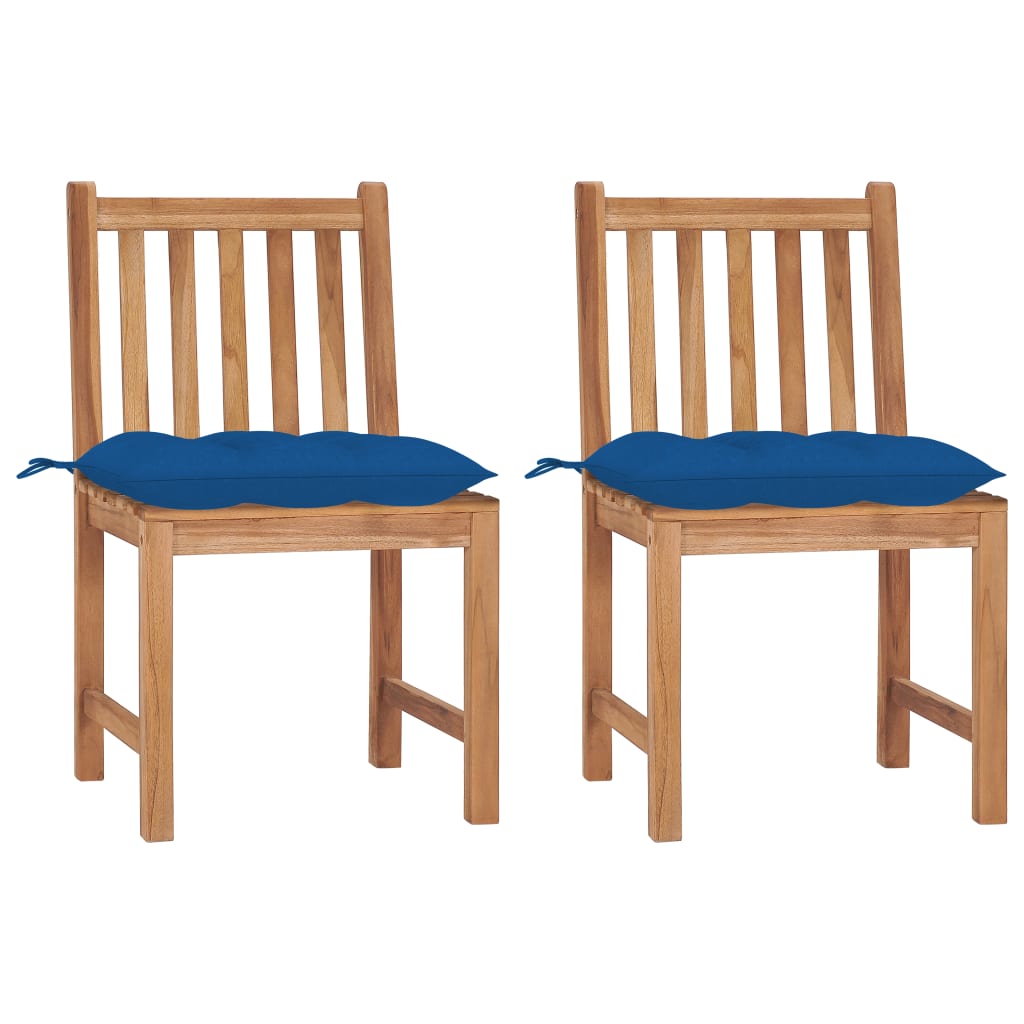 vidaXL 1/2/4/6/8x Solid Wood Teak Patio Chairs with Cushions Multi Colors-34
