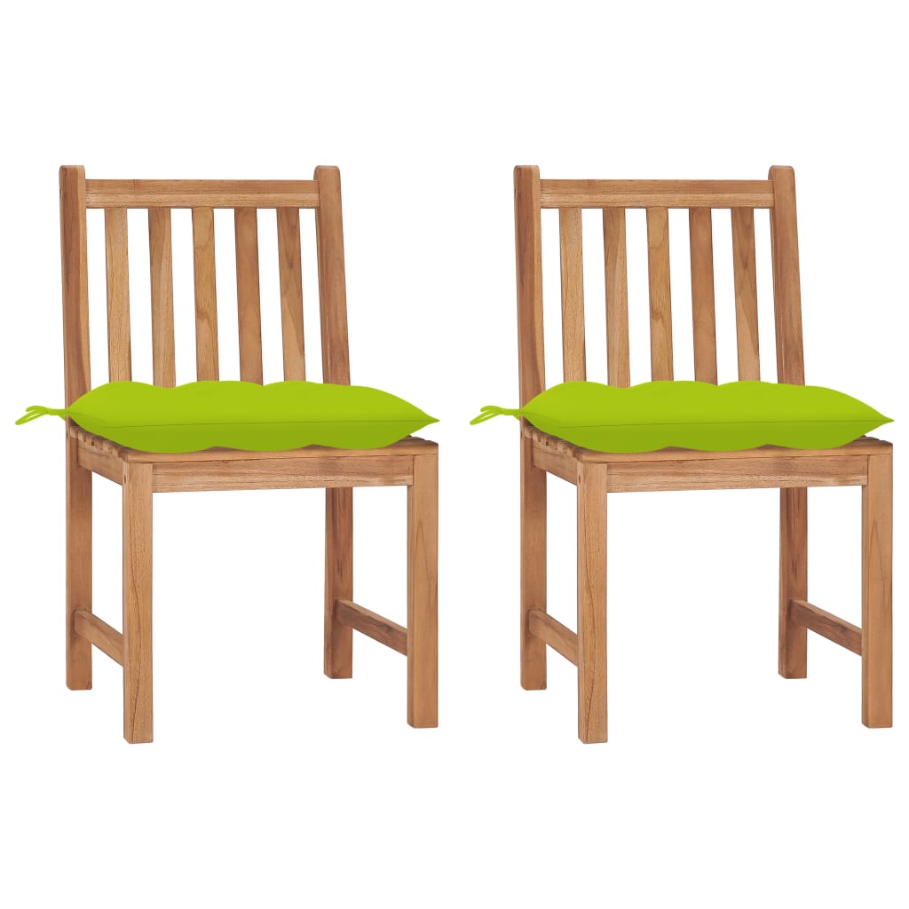 vidaXL 1/2/4/6/8x Solid Wood Teak Patio Chairs with Cushions Multi Colors-58