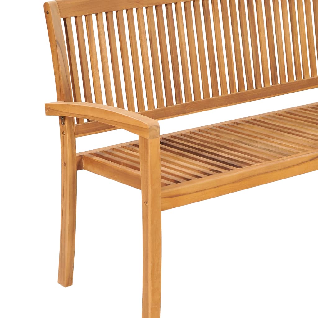 vidaXL Outdoor Patio Bench Stacking Patio Bench with Cushion Solid Wood Teak-61