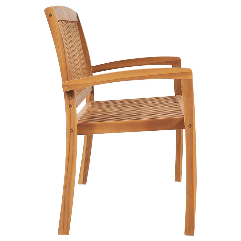 vidaXL Outdoor Patio Bench Stacking Patio Bench with Cushion Solid Wood Teak-30
