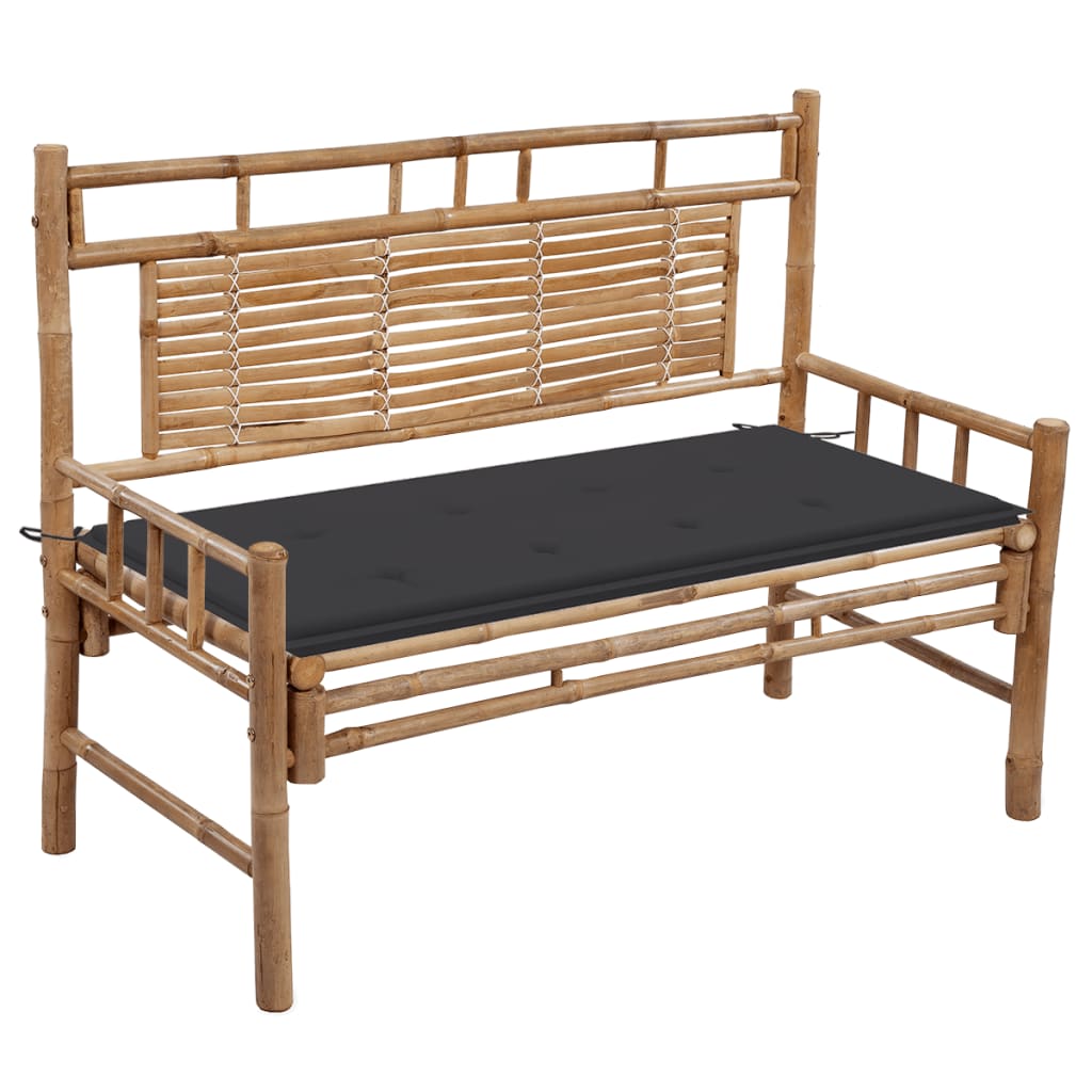 vidaXL Garden Bench with Multi Color Cushion Bamboo Outdoor Lounge Seating-6