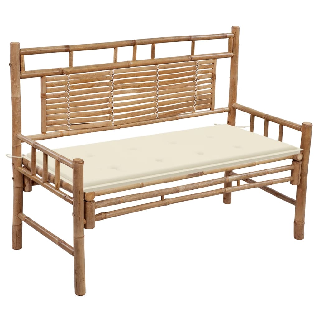 vidaXL Garden Bench with Multi Color Cushion Bamboo Outdoor Lounge Seating-12