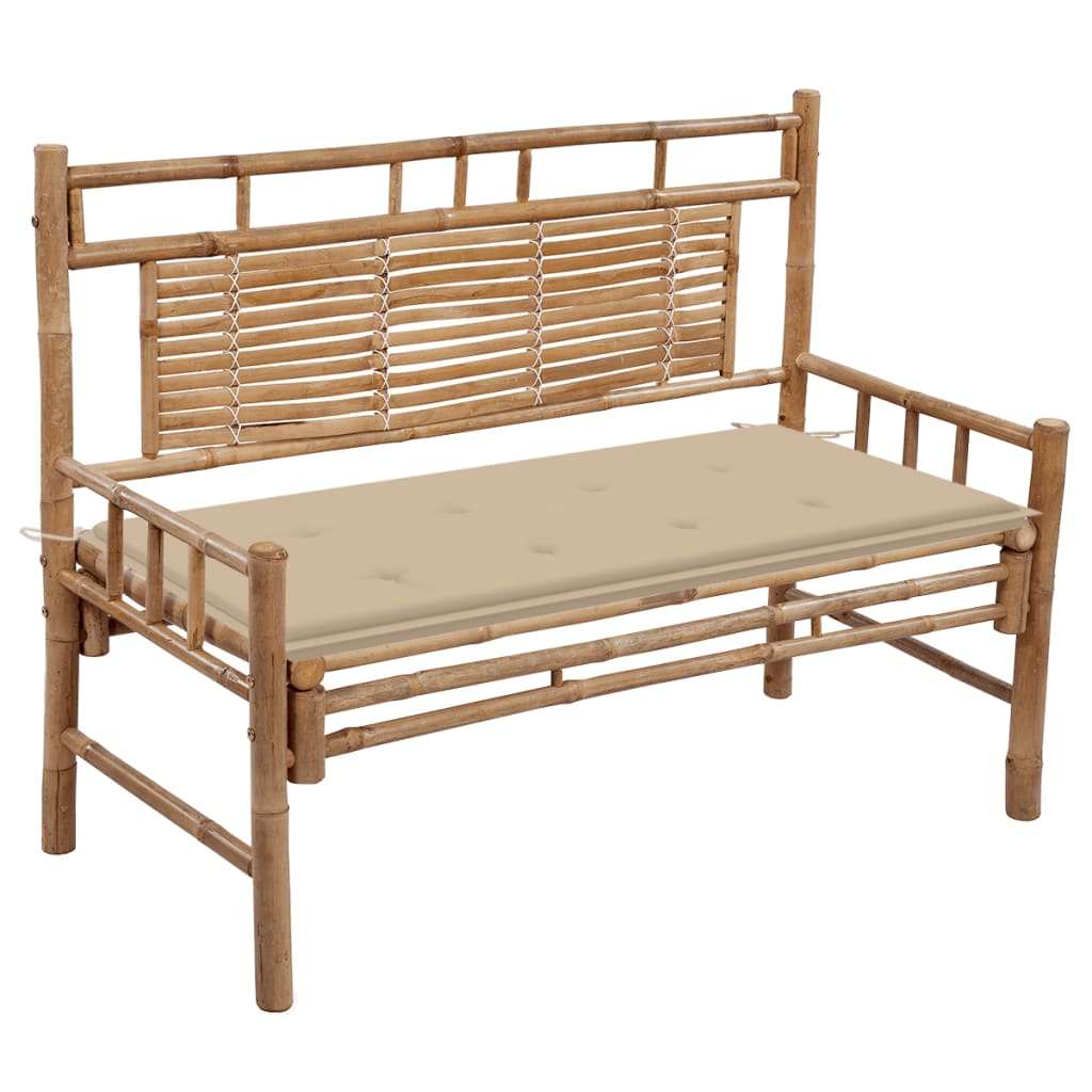 vidaXL Garden Bench with Multi Color Cushion Bamboo Outdoor Lounge Seating-2