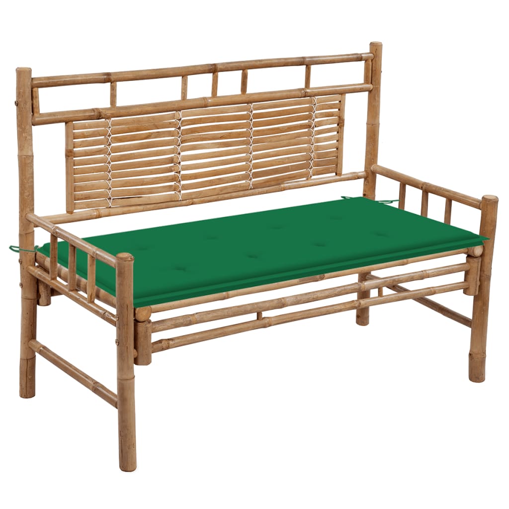 vidaXL Garden Bench with Multi Color Cushion Bamboo Outdoor Lounge Seating-11