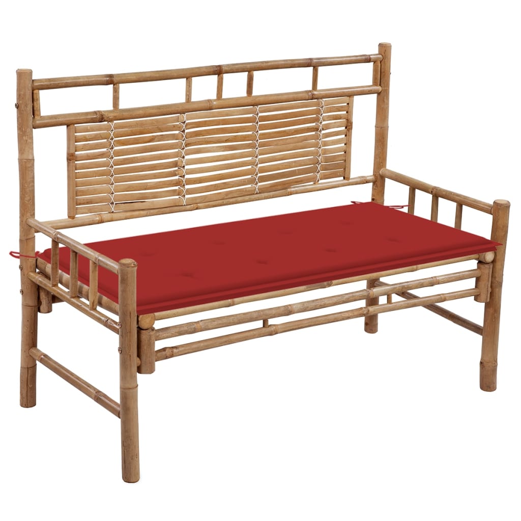 vidaXL Garden Bench with Multi Color Cushion Bamboo Outdoor Lounge Seating-1