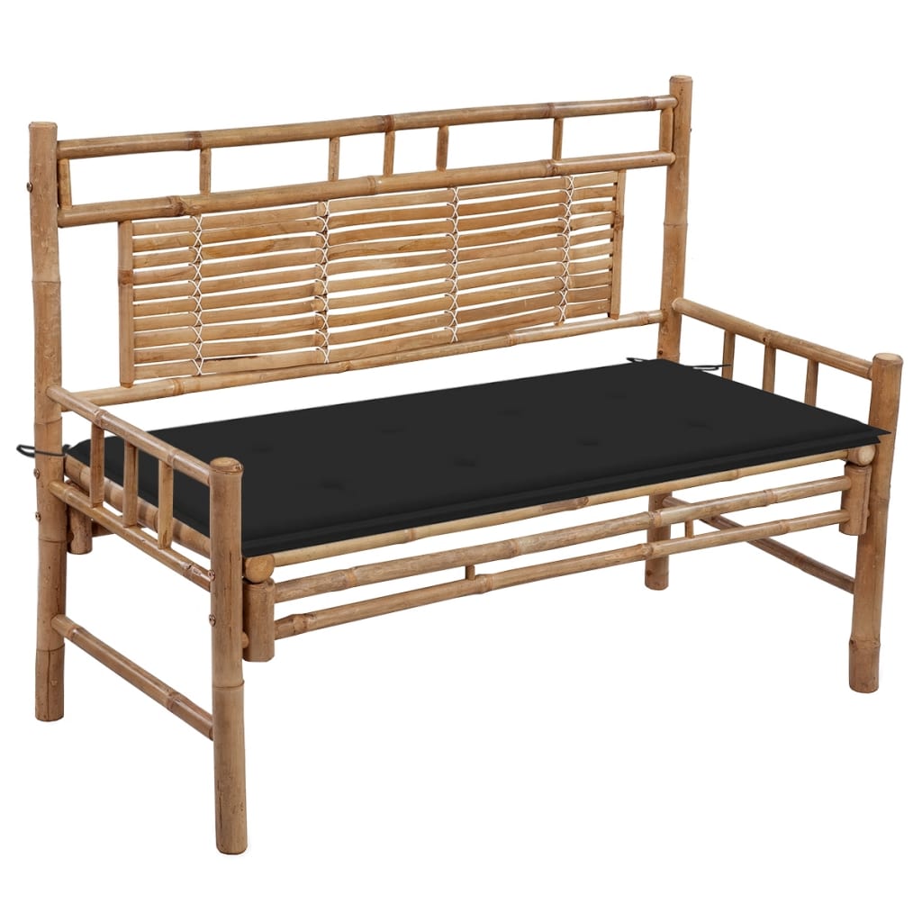 vidaXL Garden Bench with Multi Color Cushion Bamboo Outdoor Lounge Seating-5