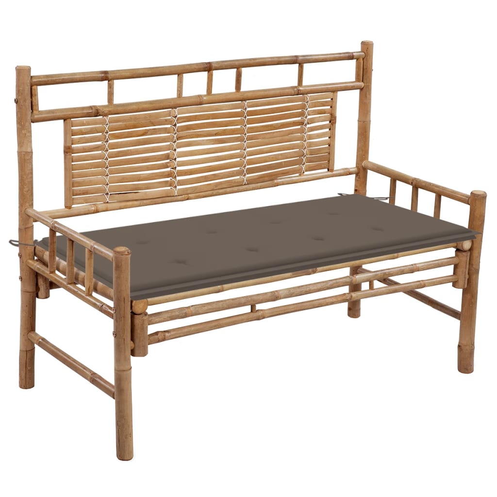 vidaXL Garden Bench with Multi Color Cushion Bamboo Outdoor Lounge Seating-17