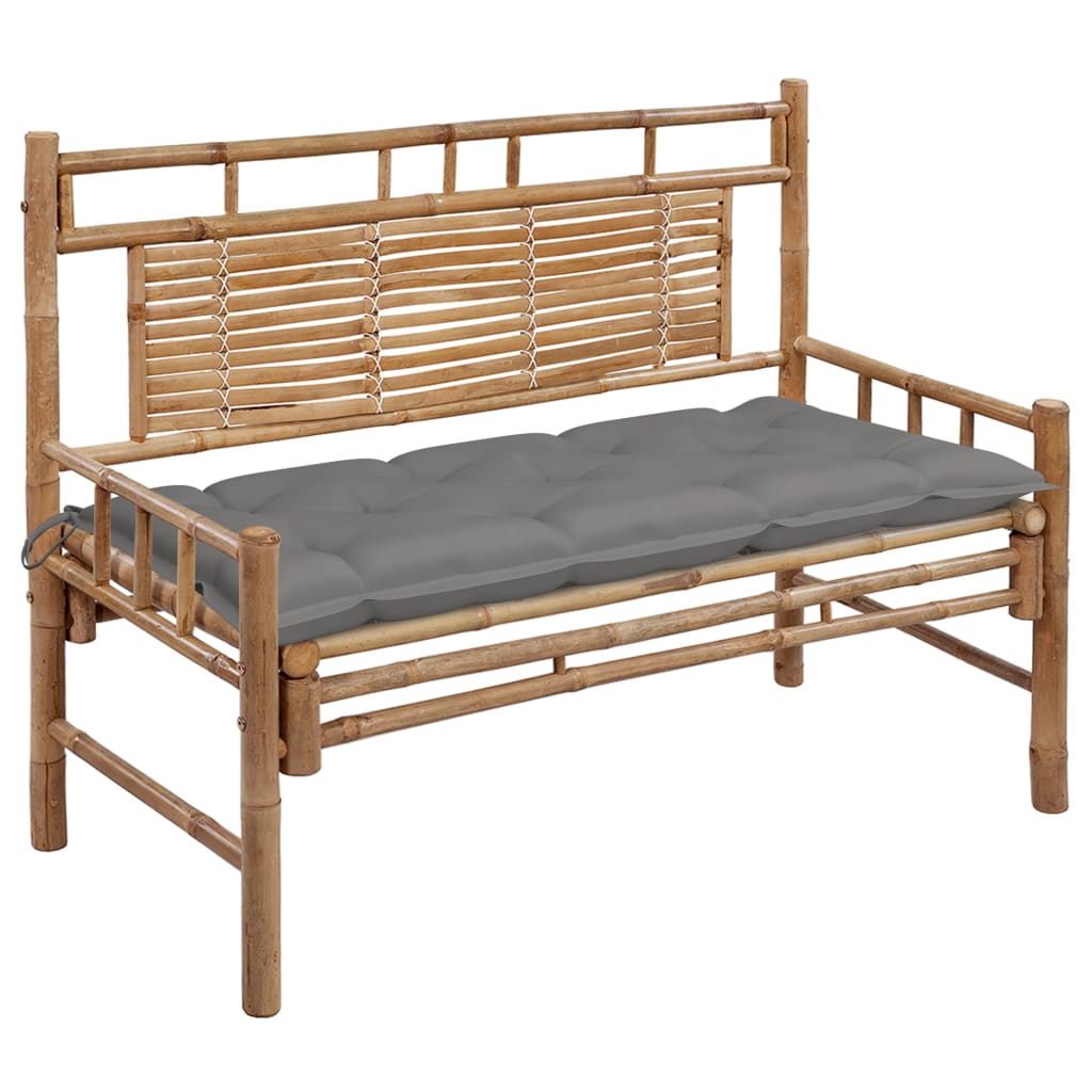 vidaXL Garden Bench with Multi Color Cushion Bamboo Outdoor Lounge Seating-3
