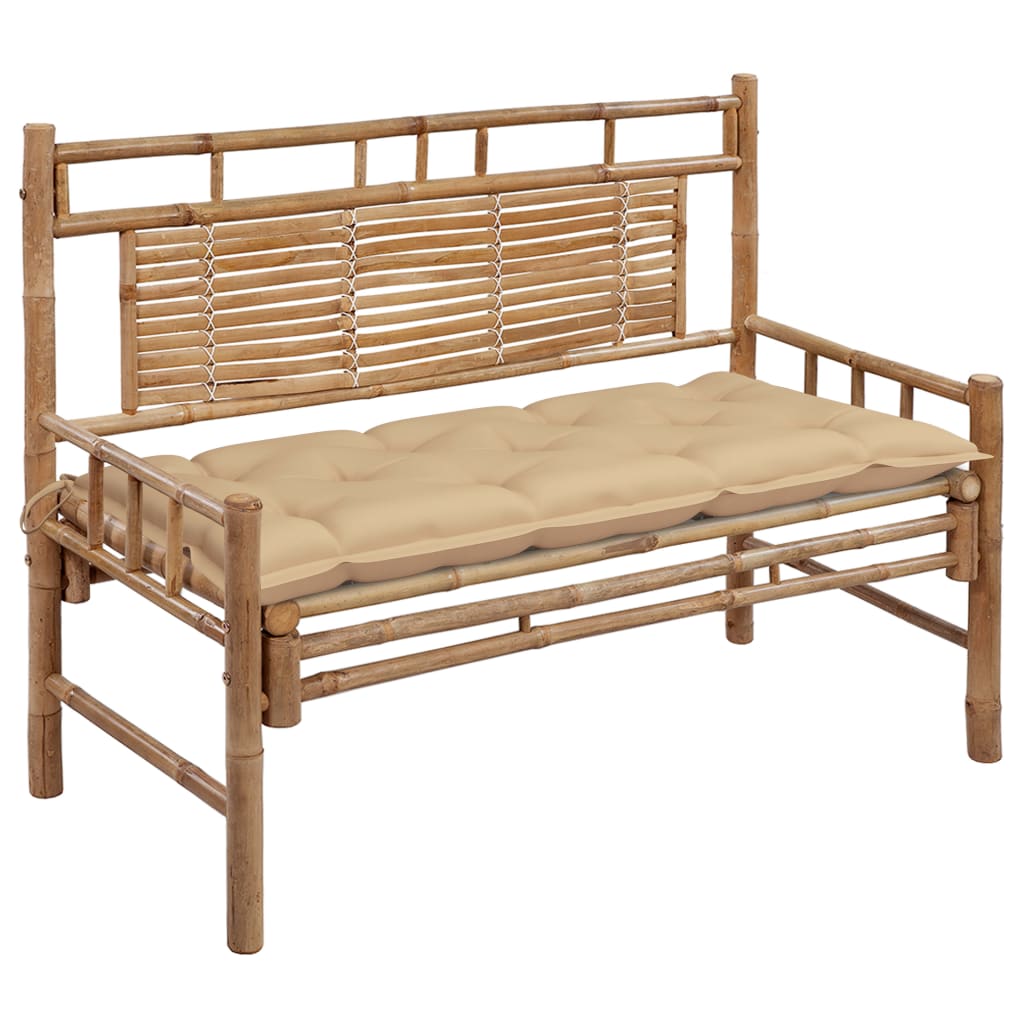 vidaXL Garden Bench with Multi Color Cushion Bamboo Outdoor Lounge Seating-7