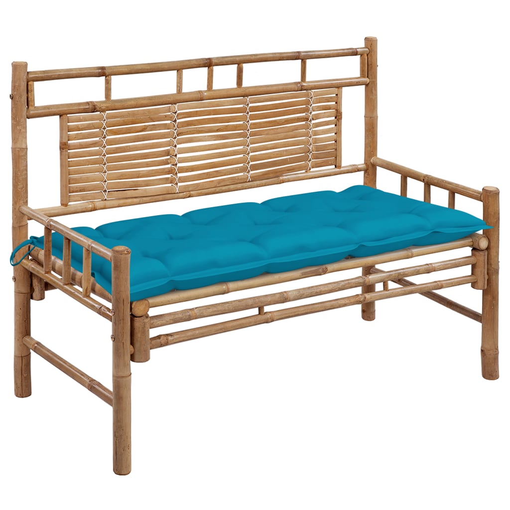 vidaXL Garden Bench with Multi Color Cushion Bamboo Outdoor Lounge Seating-19