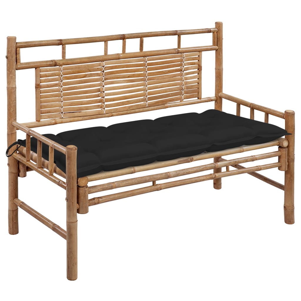 vidaXL Garden Bench with Multi Color Cushion Bamboo Outdoor Lounge Seating-14