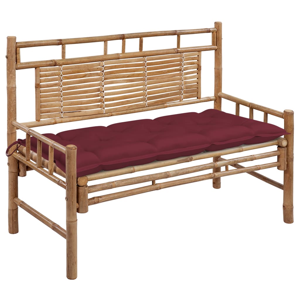 vidaXL Garden Bench with Multi Color Cushion Bamboo Outdoor Lounge Seating-8