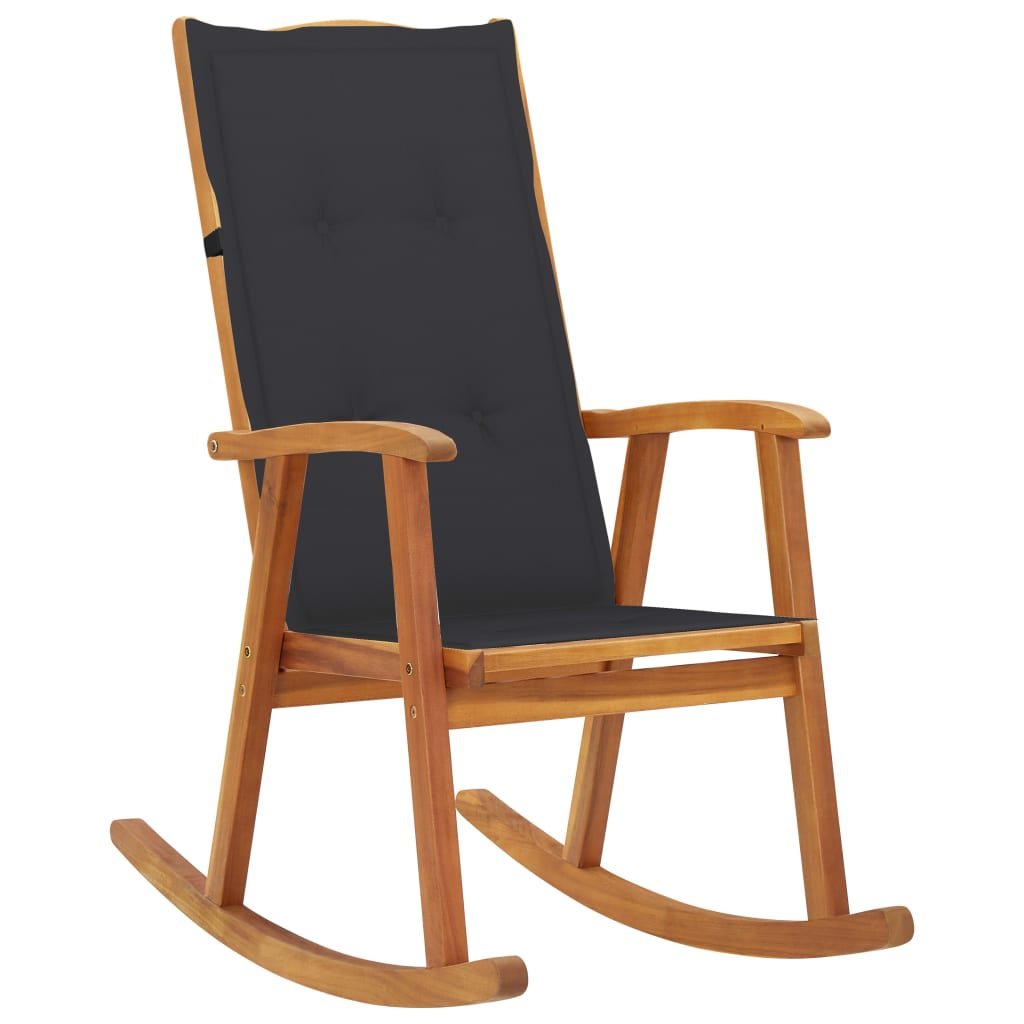 vidaXL Rocking Chair with Cushions Solid Acacia Wood-0