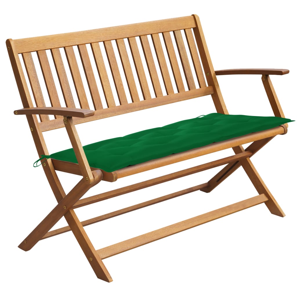 vidaXL Folding Garden Bench Outdoor Patio Bench with Cushion Solid Wood Acacia-4