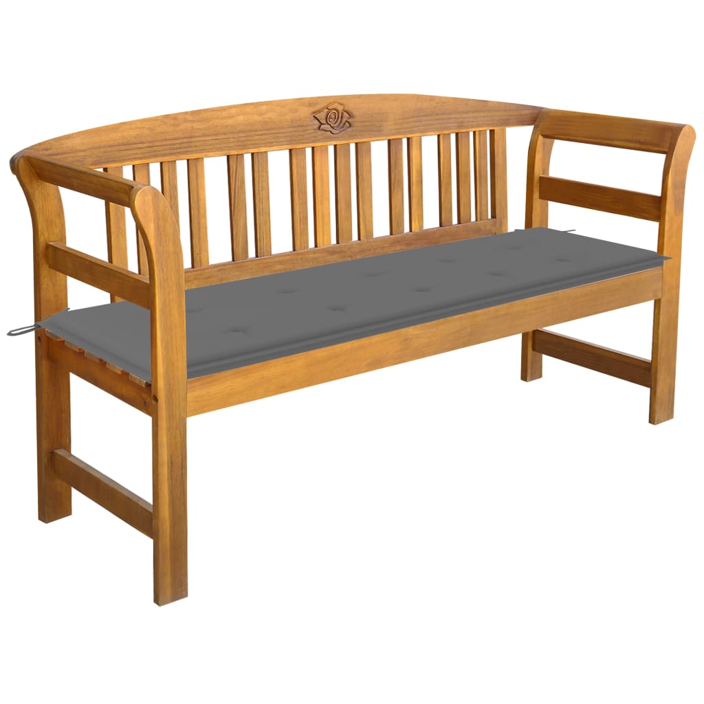 vidaXL Outdoor Patio Bench Garden Park Bench with Cushion Solid Wood Acacia-30