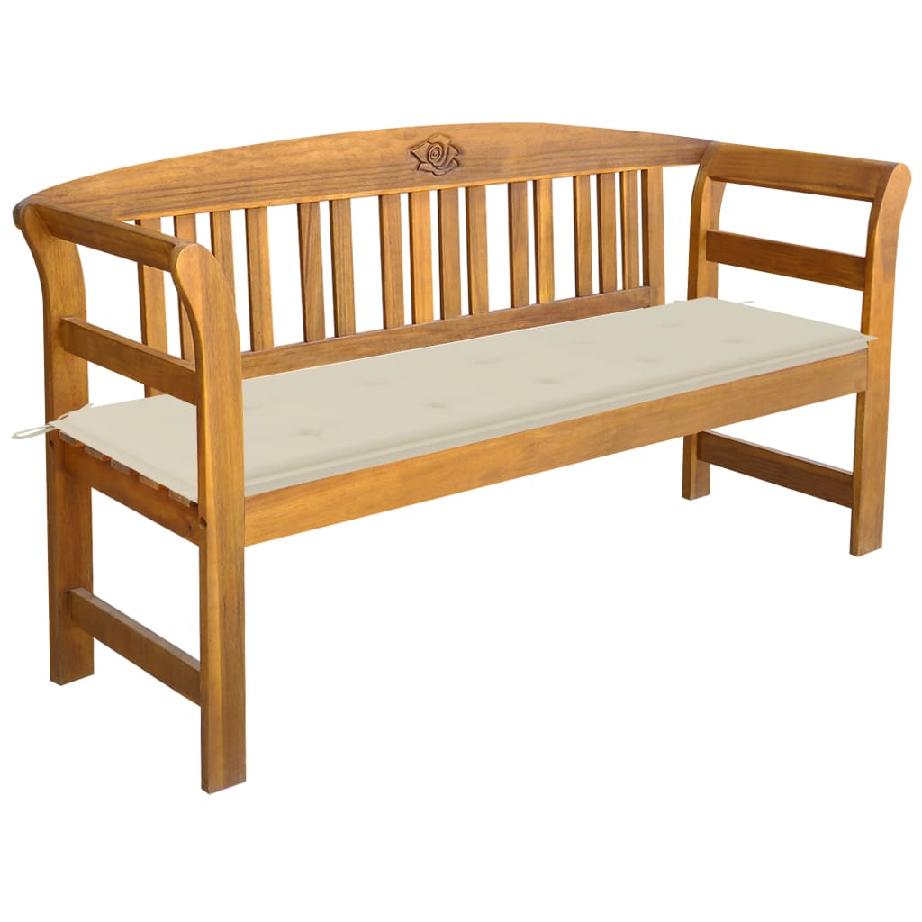 vidaXL Outdoor Patio Bench Garden Park Bench with Cushion Solid Wood Acacia-48