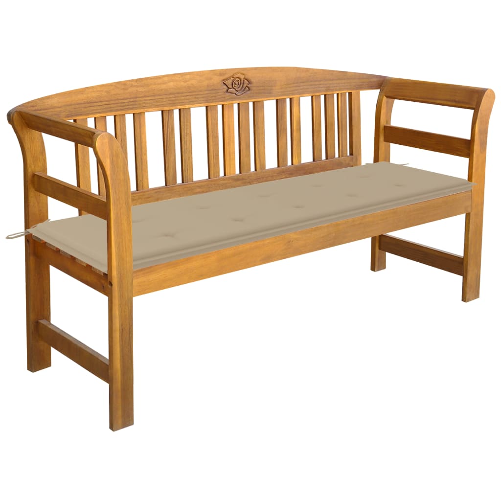 vidaXL Outdoor Patio Bench Garden Park Bench with Cushion Solid Wood Acacia-66