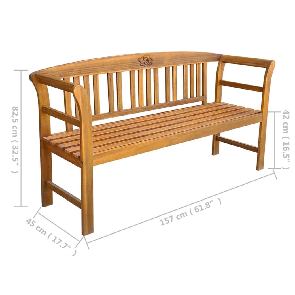 vidaXL Outdoor Patio Bench Garden Park Bench with Cushion Solid Wood Acacia-43
