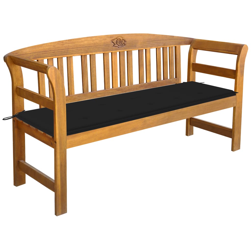 vidaXL Outdoor Patio Bench Garden Park Bench with Cushion Solid Wood Acacia-21