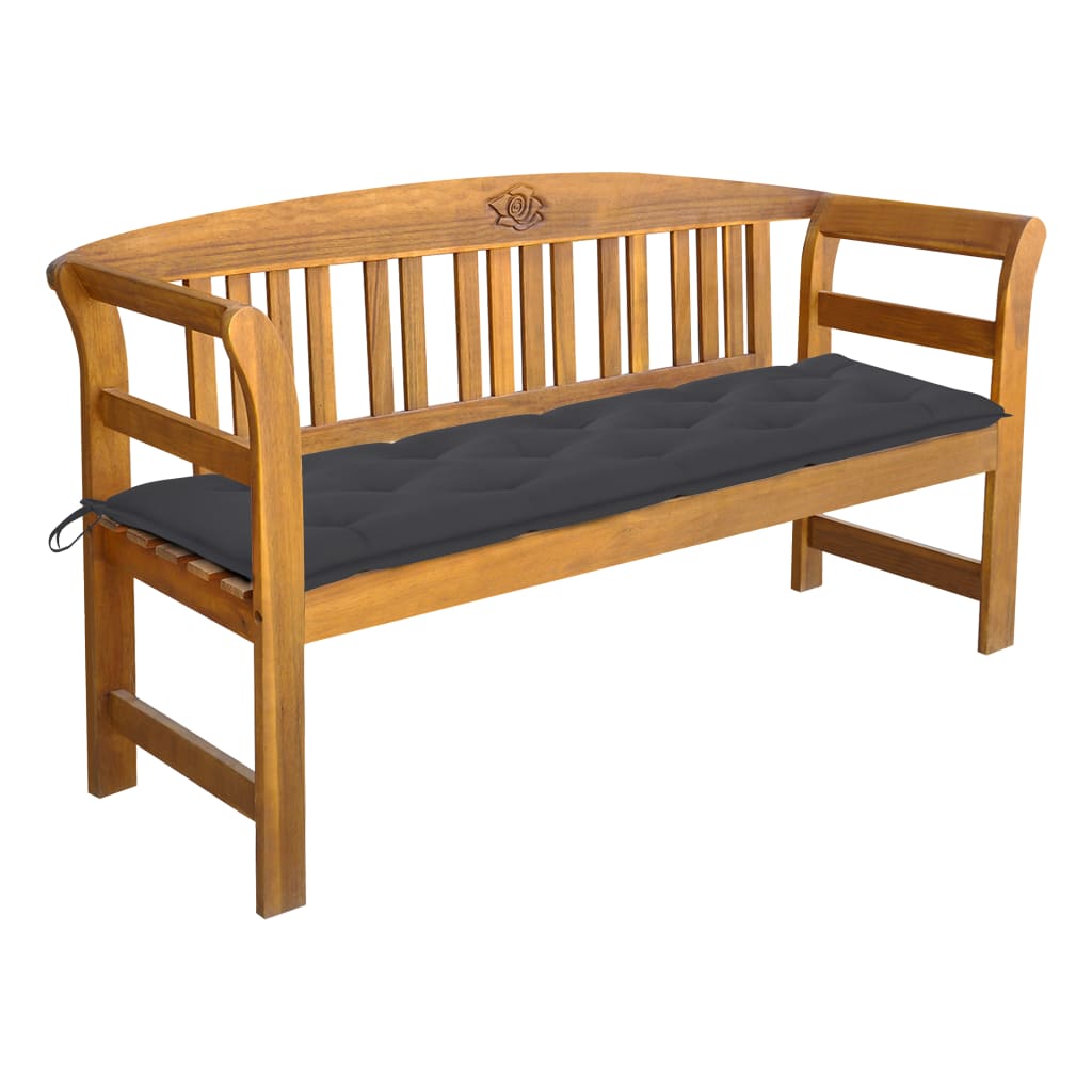 vidaXL Outdoor Patio Bench Garden Park Bench with Cushion Solid Wood Acacia-41