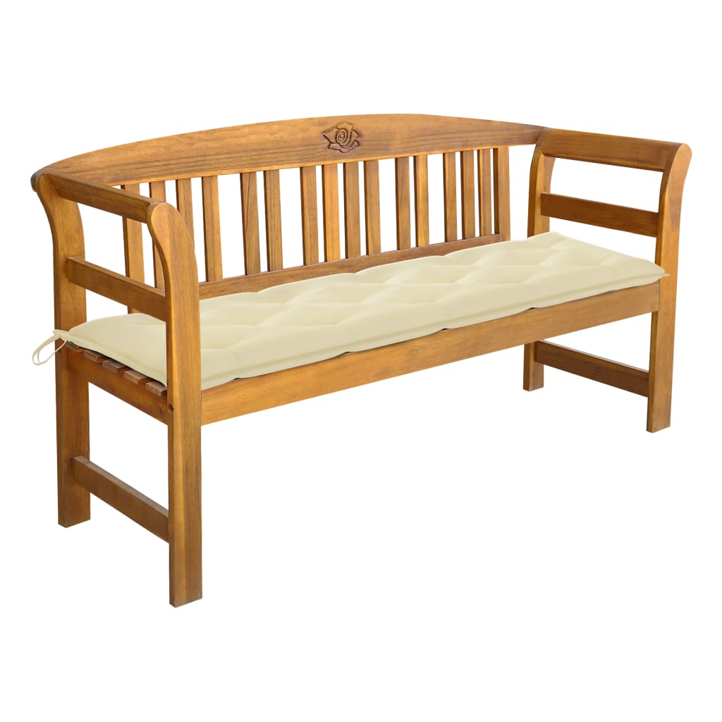 vidaXL Outdoor Patio Bench Garden Park Bench with Cushion Solid Wood Acacia-11