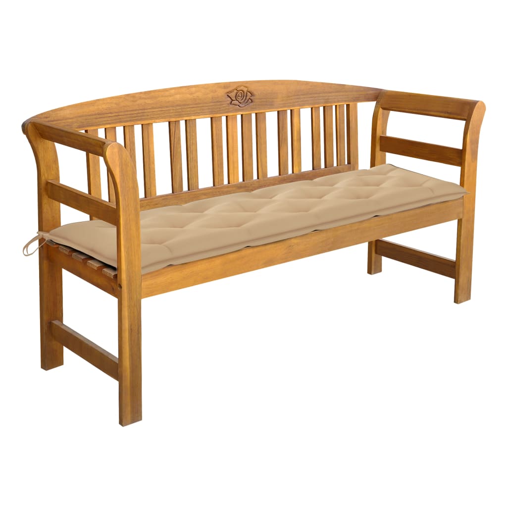 vidaXL Outdoor Patio Bench Garden Park Bench with Cushion Solid Wood Acacia-31