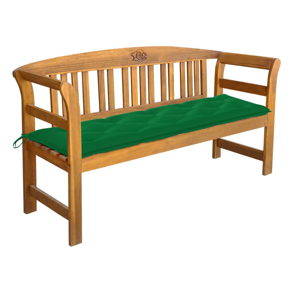 vidaXL Outdoor Patio Bench Garden Park Bench with Cushion Solid Wood Acacia-58