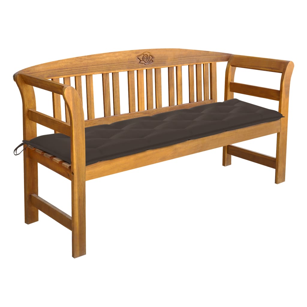 vidaXL Outdoor Patio Bench Garden Park Bench with Cushion Solid Wood Acacia-23
