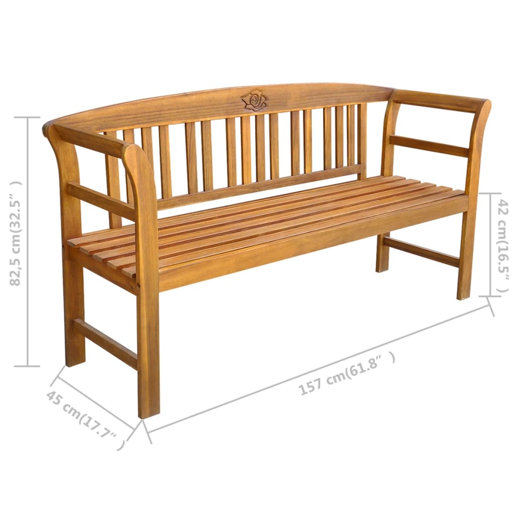 vidaXL Outdoor Patio Bench Garden Park Bench with Cushion Solid Wood Acacia-25