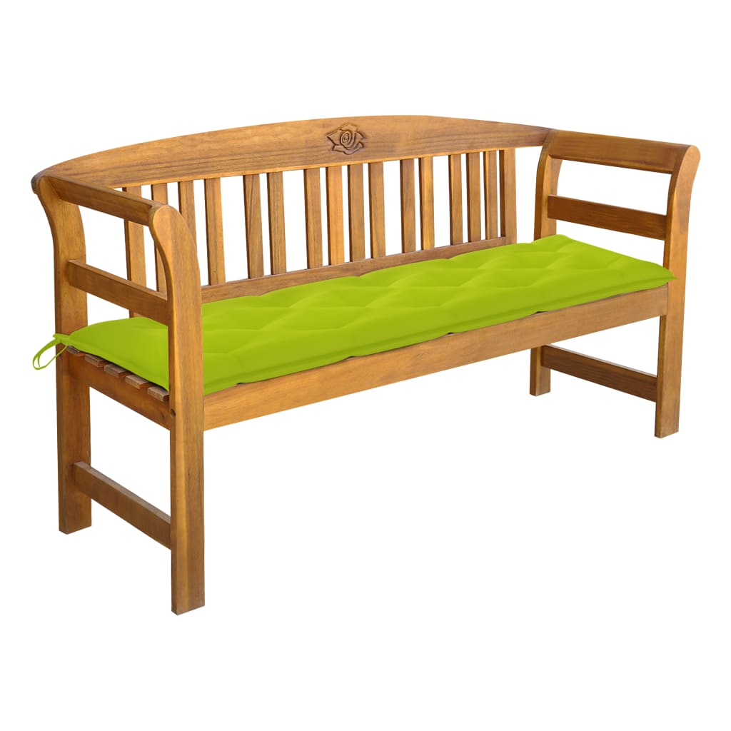 vidaXL Outdoor Patio Bench Garden Park Bench with Cushion Solid Wood Acacia-0