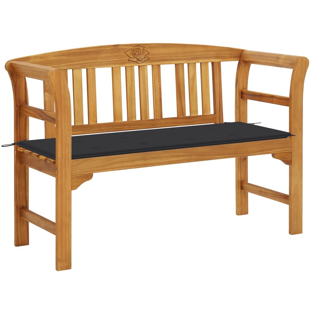 vidaXL Outdoor Patio Bench Garden Park Bench with Cushion Solid Wood Acacia-4
