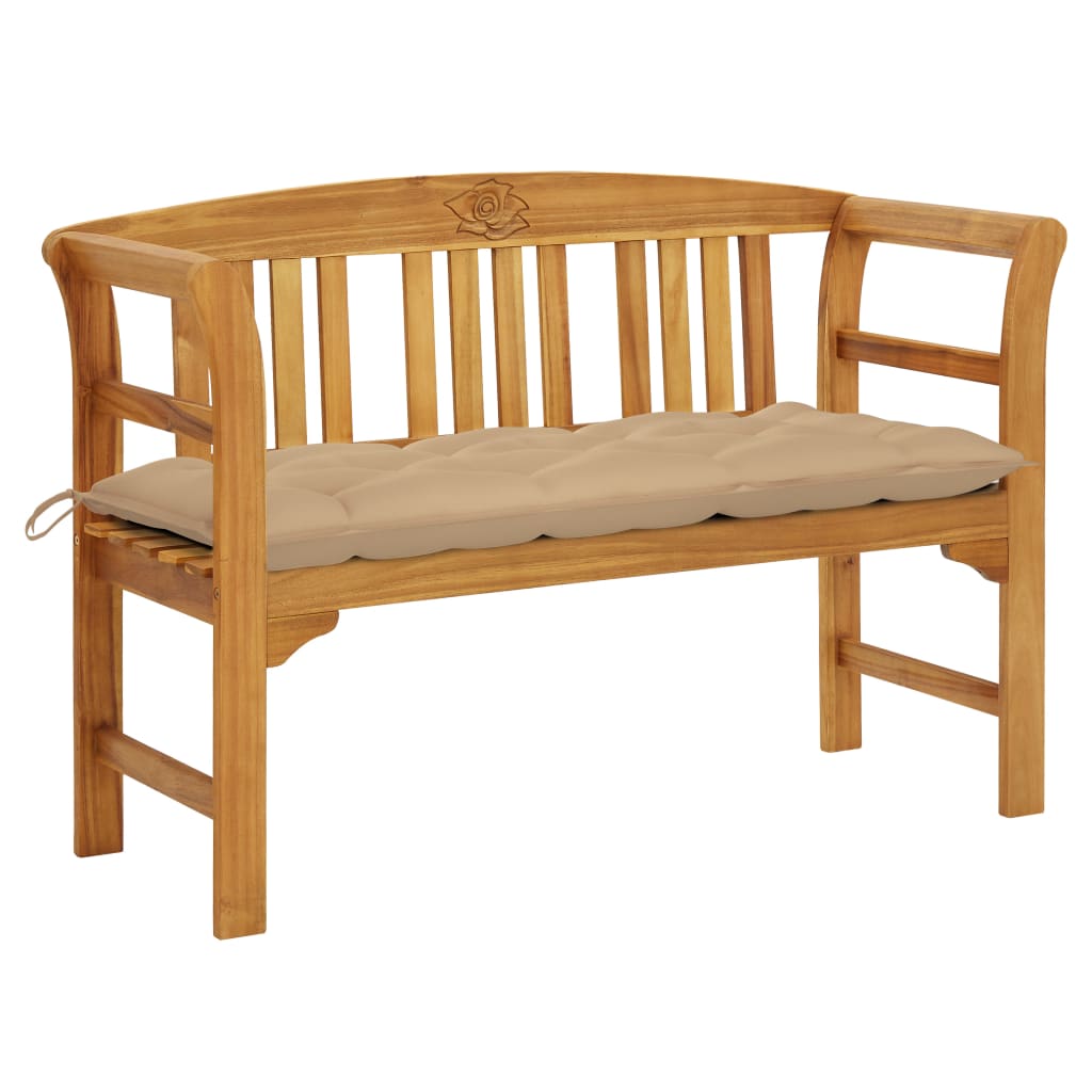 vidaXL Outdoor Patio Bench Garden Park Bench with Cushion Solid Wood Acacia-56