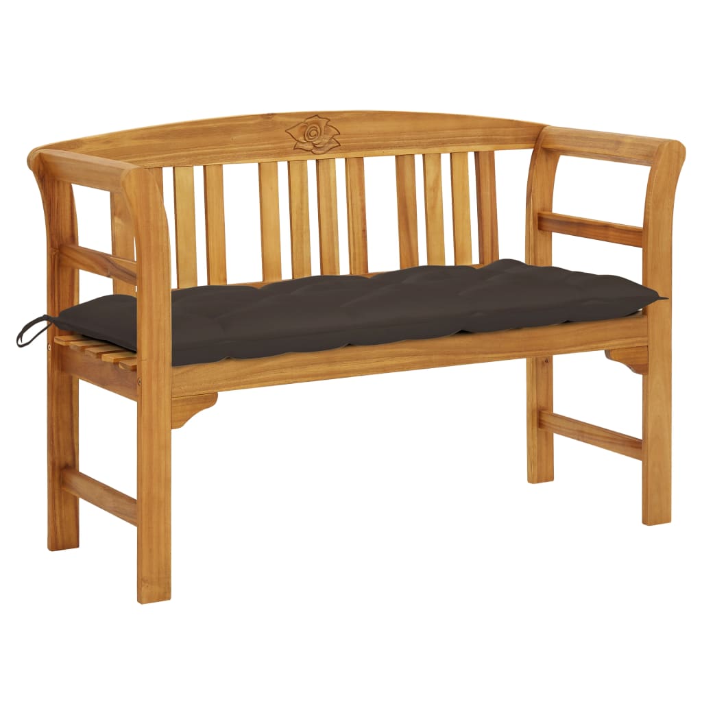 vidaXL Outdoor Patio Bench Garden Park Bench with Cushion Solid Wood Acacia-45