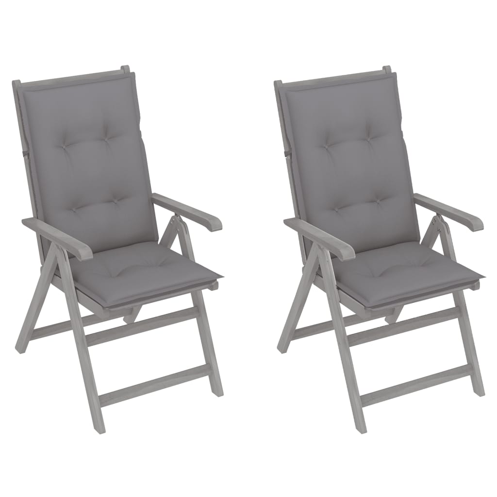 vidaXL Outdoor Recliner Chairs Patio Chair with Cushions Solid Wood Acacia-0