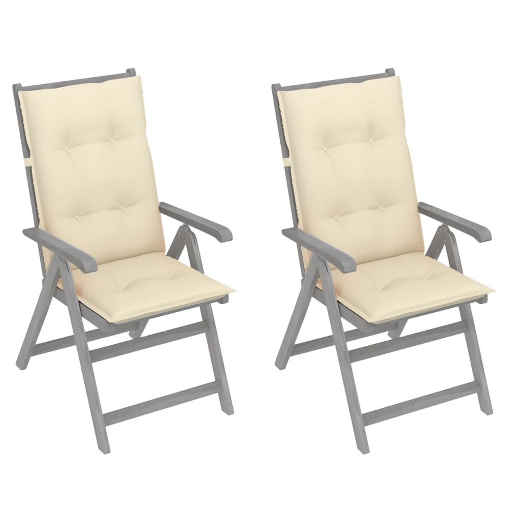 vidaXL Outdoor Recliner Chairs Patio Chair with Cushions Solid Wood Acacia-33