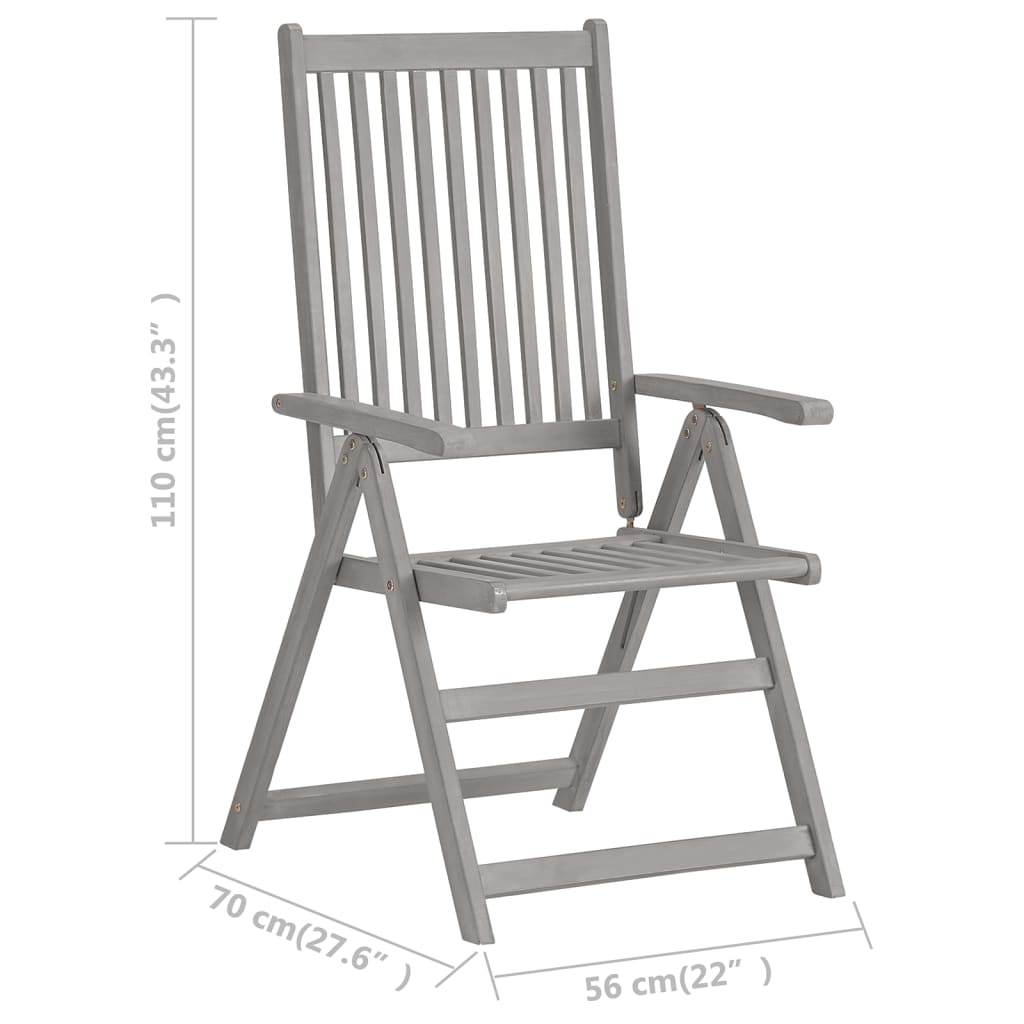 vidaXL Outdoor Recliner Chairs Patio Chair with Cushions Solid Wood Acacia-5