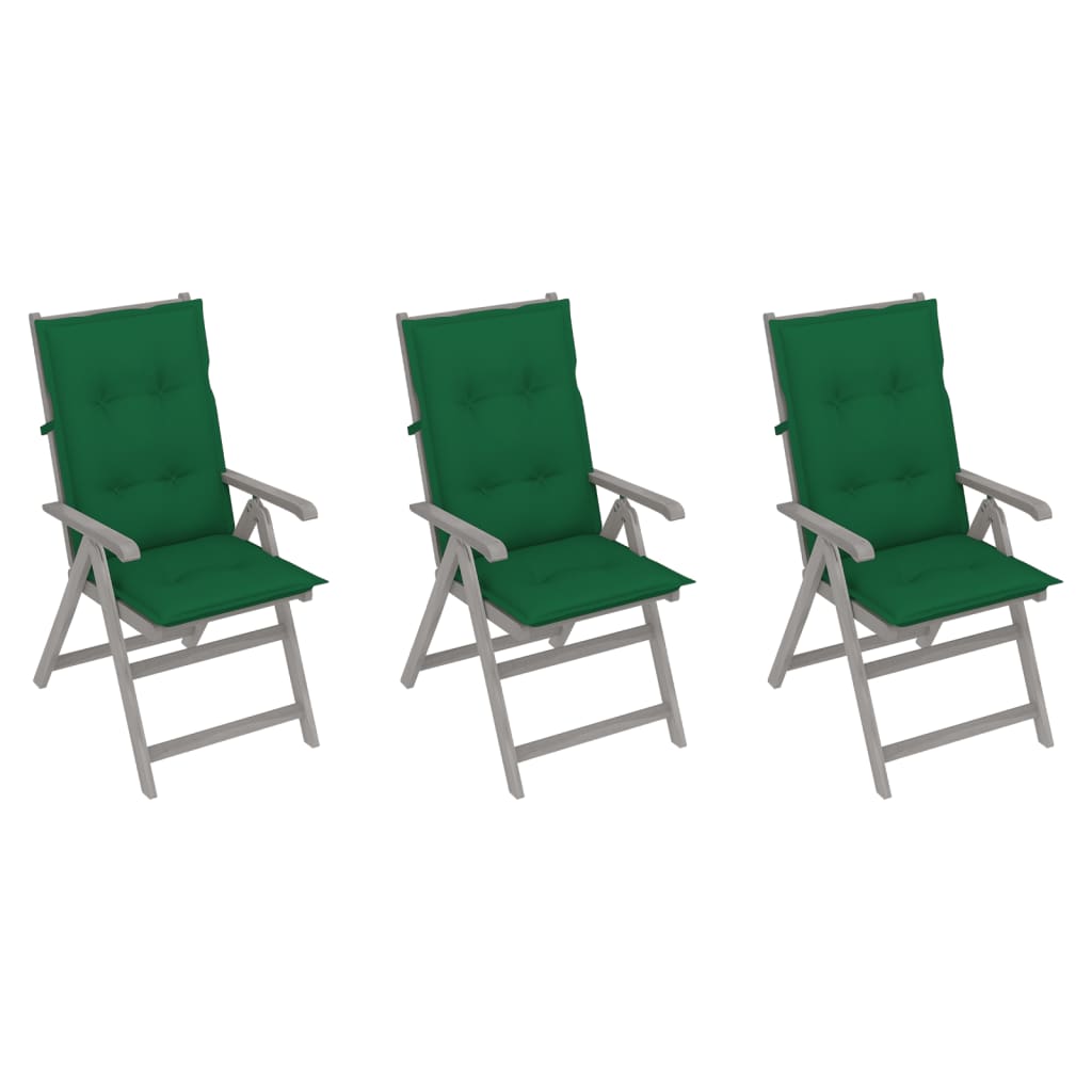 vidaXL Outdoor Recliner Chairs Patio Chair with Cushions Solid Wood Acacia-75