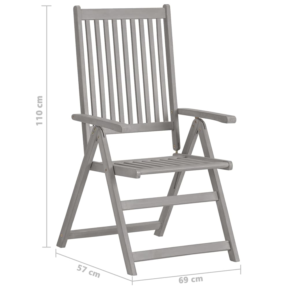 vidaXL Outdoor Recliner Chairs Patio Chair with Cushions Solid Wood Acacia-77