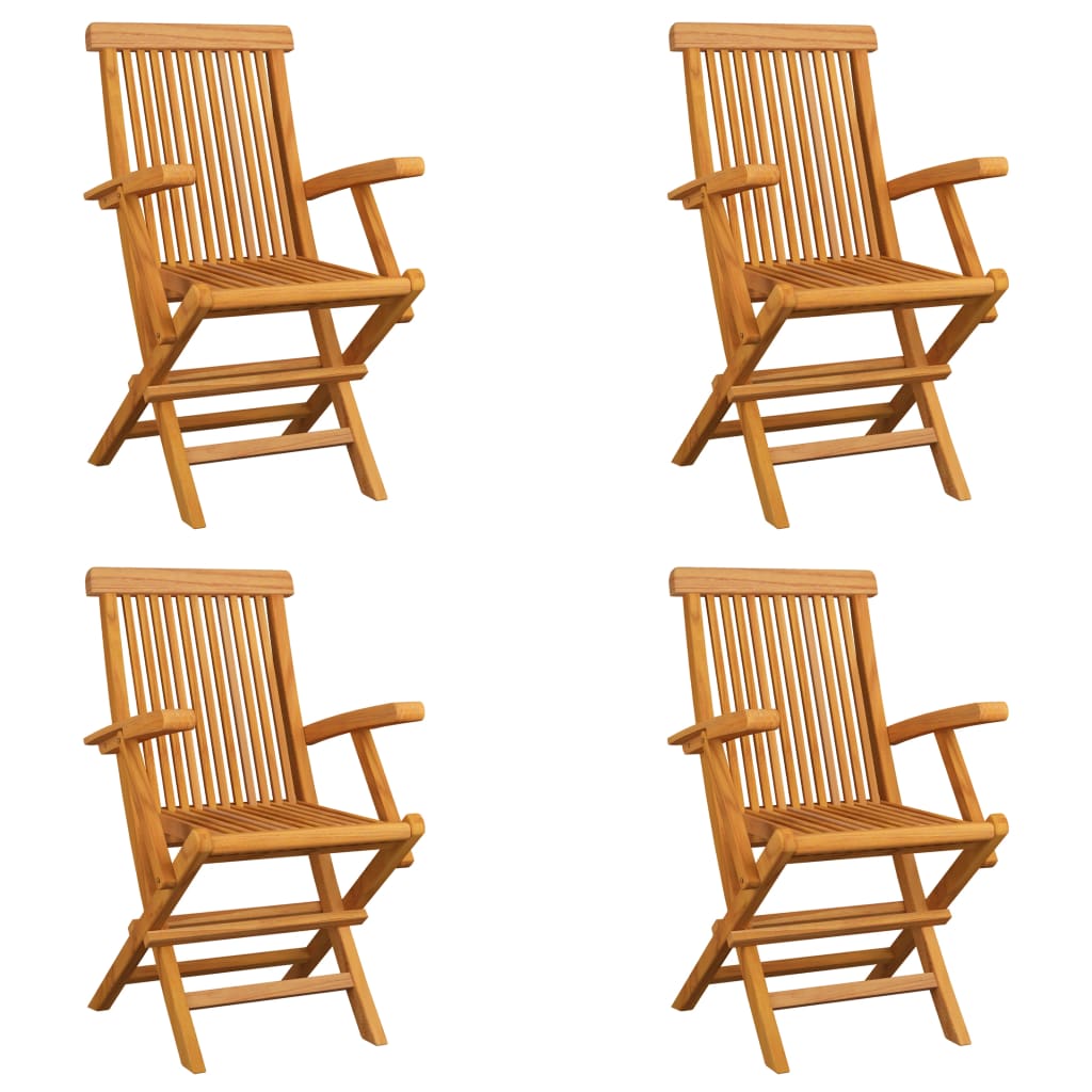 vidaXL Patio Chairs Outdoor Bistro Folding Chair with Armrest Solid Wood Teak-3
