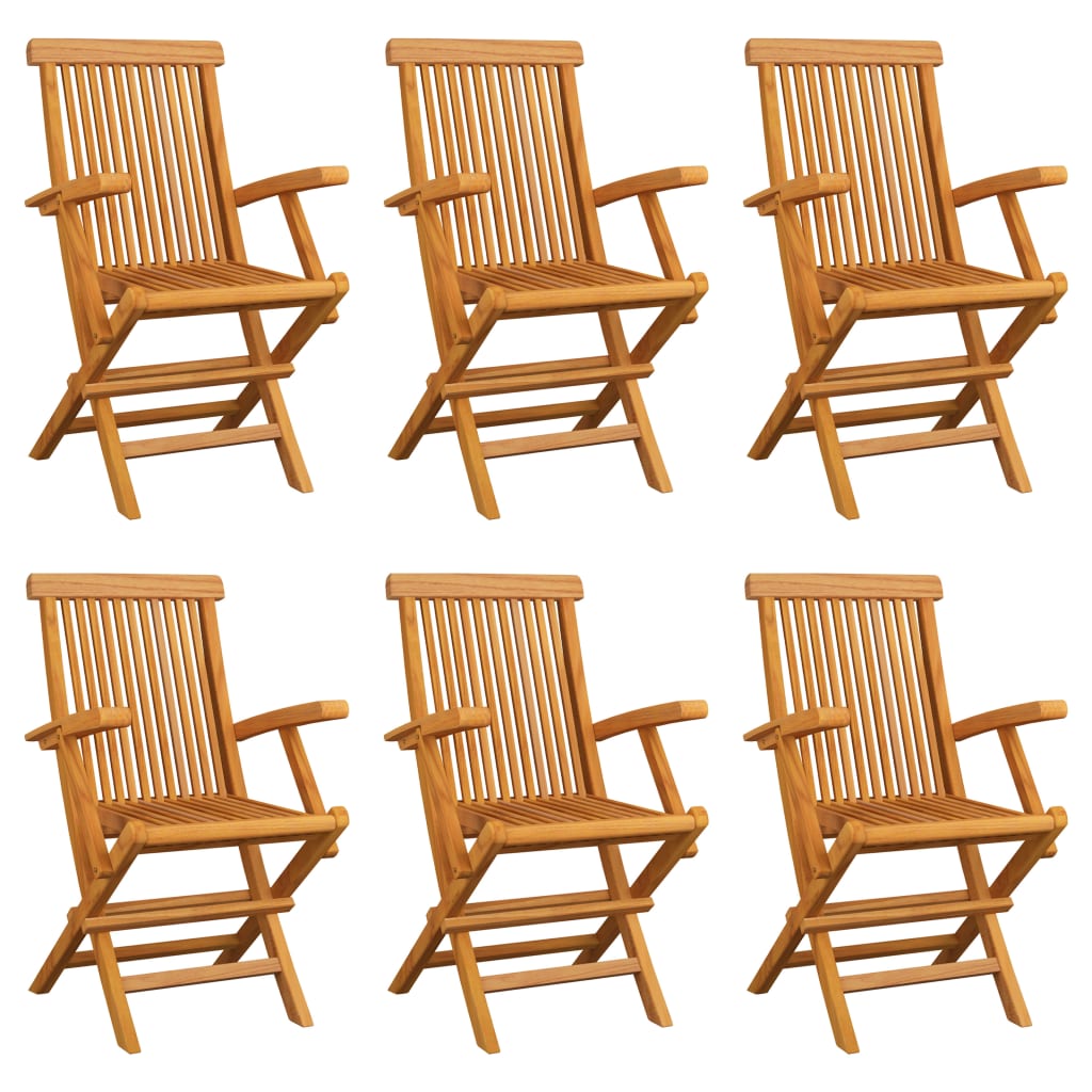 vidaXL Patio Chairs Outdoor Bistro Folding Chair with Armrest Solid Wood Teak-14